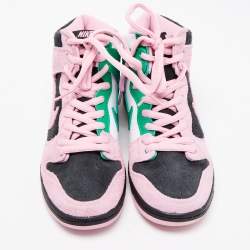 Pre Owned Air Jordans Tricolor Leather and Suede SB Dunk High Sneakers Size 37.5