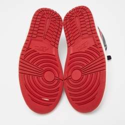 Pre Owned Air Jordans Red/Black Leather Air Jordan 1 Low Top Sneakers Size 37.5