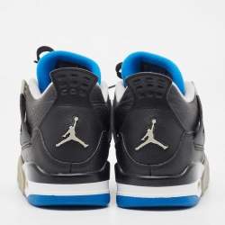 Pre Owned Air Jordans Black Leather Jordan 4 Retro BG Sneakers Size 38.5