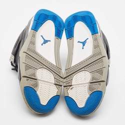 Pre Owned Air Jordans Black Leather Jordan 4 Retro BG Sneakers Size 38.5