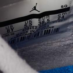 Pre Owned Air Jordans Black Leather Jordan 4 Retro BG Sneakers Size 38.5