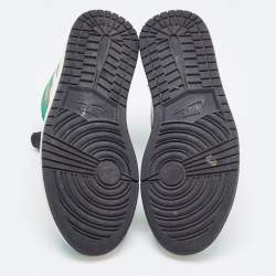 Pre Owned Air Jordans Green/White Leather 1 Retro High Top Sneakers Size 40