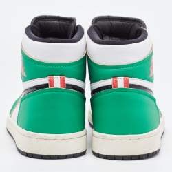 Pre Owned Air Jordans Green/White Leather 1 Retro High Top Sneakers Size 40