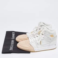 Pre Owned Nike Air Orange/Grey Leather Jordan 1 Retro High Premium 'Dipped Toe' Sneakers Size 38.5