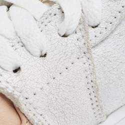 Pre Owned Nike Air Orange/Grey Leather Jordan 1 Retro High Premium 'Dipped Toe' Sneakers Size 38.5