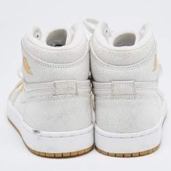 Pre Owned Nike Air Orange/Grey Leather Jordan 1 Retro High Premium 'Dipped Toe' Sneakers Size 38.5