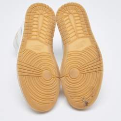 Pre Owned Nike Air Orange/Grey Leather Jordan 1 Retro High Premium 'Dipped Toe' Sneakers Size 38.5