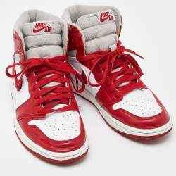 Pre Owned Nike Air Jordan Red/White Leather Jordan 1 1 High OG "Newstalgia" Sneakers Size 40