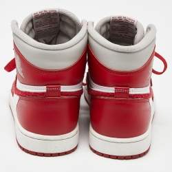 Pre Owned Nike Air Jordan Red/White Leather Jordan 1 1 High OG "Newstalgia" Sneakers Size 40