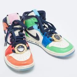 Air Jordan X Melody Ehsani Multicolor Leather Jordan 1 Mid SE Fearless Sneakers Size 38