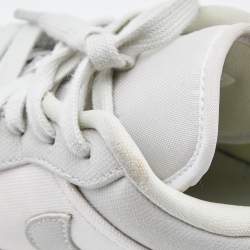 Pre Owned Air Jordans White/Grey Canvas Air Jordan 1 Low Spruce Aura Sneakers Size 38.5