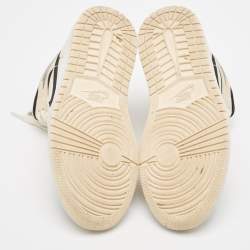 Pre Owned Air Jordans Beige/Black Nubuck Leather Jordan 1 Mid Barely Orange Sneakers Size 36