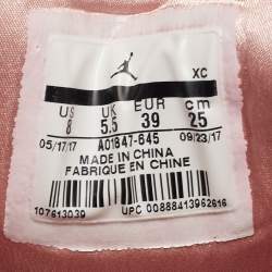 Pre Owned Air Jordans Pink Satin and Suede Air Jordan 1 High Top Sneakers Size 39