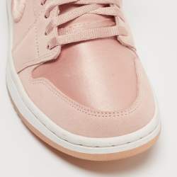 Pre Owned Air Jordans Pink Satin and Suede Air Jordan 1 High Top Sneakers Size 39