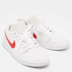 Air Jordans White/Red Leather Air Jordan 1 White Red Sneakers Size 37.5