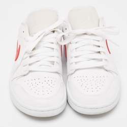 Air Jordans White/Red Leather Air Jordan 1 White Red Sneakers Size 37.5