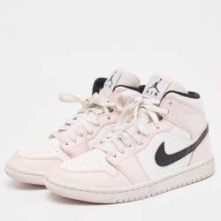 Air Jordans Pink/White Leather Jordan 1 Mid Barely Rose Sneakers Size 38