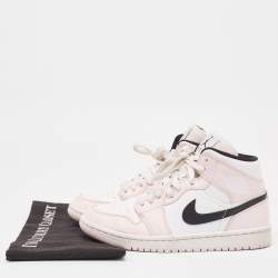 Air Jordans Pink/White Leather Jordan 1 Mid Barely Rose Sneakers Size 38