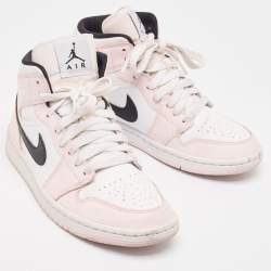 Air Jordans Pink/White Leather Jordan 1 Mid Barely Rose Sneakers Size 38