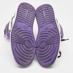Pre Owned Air Jordans Purple/White Leather Jordan 1 Retro High Court Sneakers Size 41