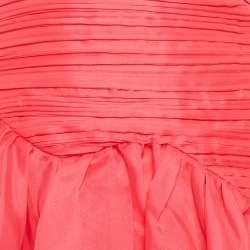 Aje Pink Pintucks Organza Puff Sleeve Mini Dress S