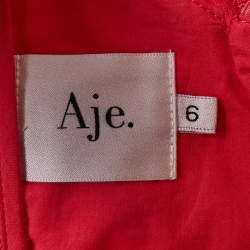 Aje Pink Pintucks Organza Puff Sleeve Mini Dress S