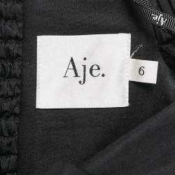 Aje Black Cotton Bow Detail Off-Shoulder Midi Dress XS