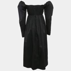 Aje Black Cotton Bow Detail Off-Shoulder Midi Dress XS