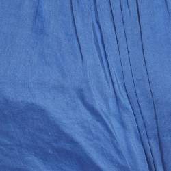 مملوكة مسبقًا Aje Blue Linen Blend Wave Cut Out Midi Dress M