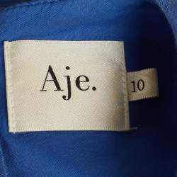 مملوكة مسبقًا Aje Blue Linen Blend Wave Cut Out Midi Dress M