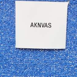 Pre Owned فستان ماكسي أكنفاس تريكو أزرق بدون أكمام مشرشر متوسط