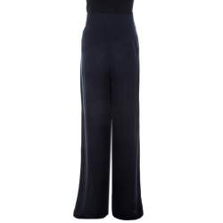 Akris Midnight Blue Silk Layered Fellia Pallazo Pants L