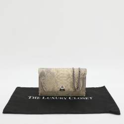 Pre Owned حقيبة كلتش أكريس جلد بايثون رمادي WOC