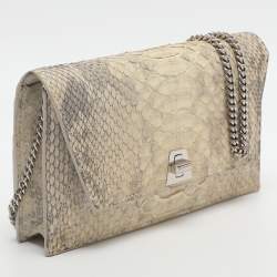 Pre Owned حقيبة كلتش أكريس جلد بايثون رمادي WOC