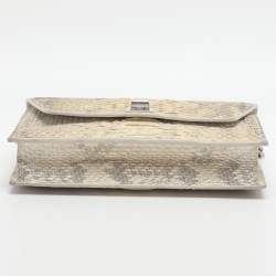 Pre Owned حقيبة كلتش أكريس جلد بايثون رمادي WOC