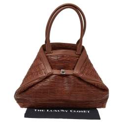 Akris Brown Allega Braided Leather Shoulder Bag