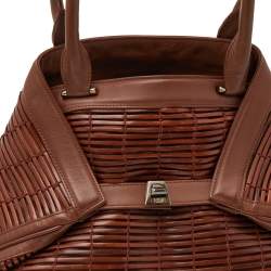 Akris Brown Allega Braided Leather Shoulder Bag