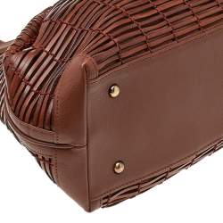 Akris Brown Allega Braided Leather Shoulder Bag