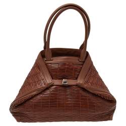 Akris Brown Allega Braided Leather Shoulder Bag