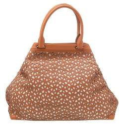 مملوكة مسبقًا Akris Tan Allega Leather Laser Cut Shoulder Bag