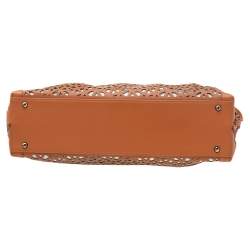 مملوكة مسبقًا Akris Tan Allega Leather Laser Cut Shoulder Bag