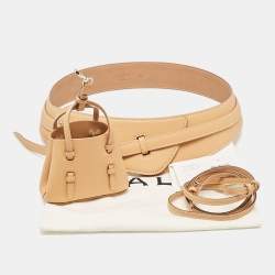 Alaia Beige Leather Mini Mina Belt 80 CM