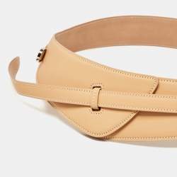 Alaia Beige Leather Mini Mina Belt 80 CM