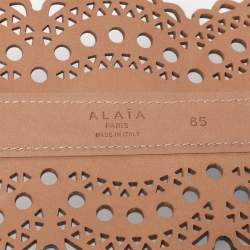 مملوكة مسبقًا Alaia Black Laser Cut Leather Corset Belt 85CM