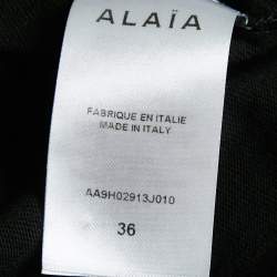 Pre Owned Alaia Black Logo Embroidered Cotton Wide Sleeve T-Shirt S