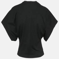 Pre Owned Alaia Black Logo Embroidered Cotton Wide Sleeve T-Shirt S
