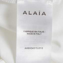 Pre Owned Alaia White Logo Embroidered Cotton T-Shirt S