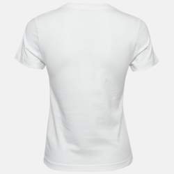 Pre Owned Alaia White Logo Embroidered Cotton T-Shirt S