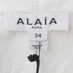 Pre Owned Alaia White Cotton Poplin Hooded Body Shirt XS