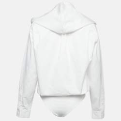 Pre Owned Alaia White Cotton Poplin Hooded Body Shirt XS